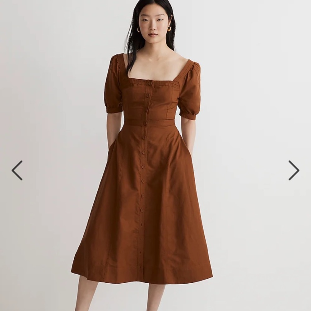 Madewell puff sleeve seamed dress